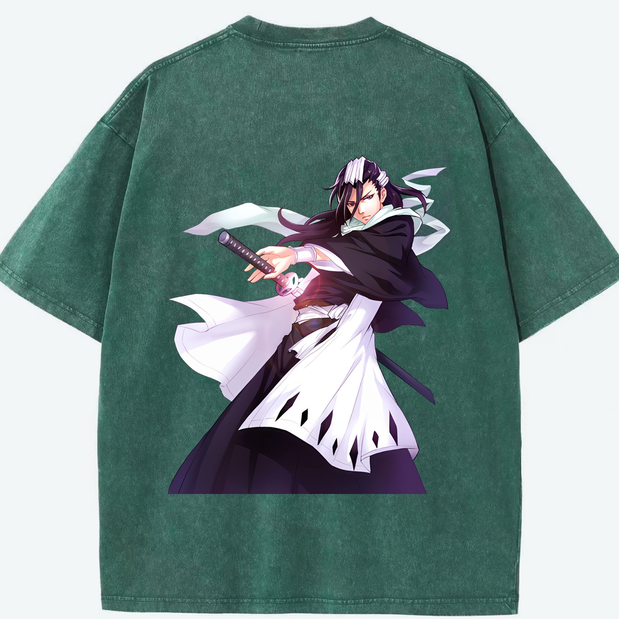 （画像用） ブリーチ くちき びゃくや BLEACH Kuchiki Byakuya 綿100% ヴィンテージ風 半袖Tシャツ（背面プリント）